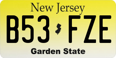 NJ license plate B53FZE