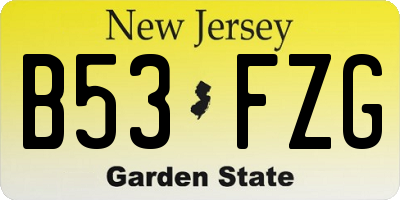 NJ license plate B53FZG