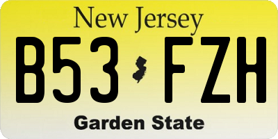 NJ license plate B53FZH