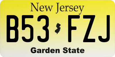 NJ license plate B53FZJ