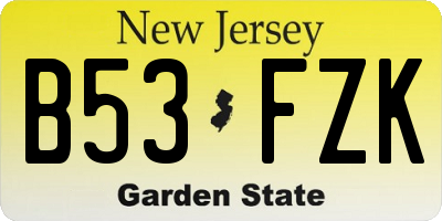 NJ license plate B53FZK