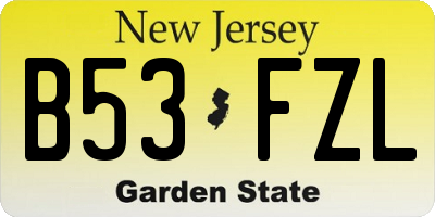 NJ license plate B53FZL