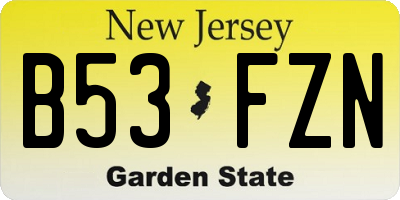 NJ license plate B53FZN