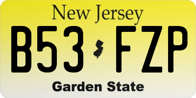 NJ license plate B53FZP