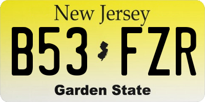 NJ license plate B53FZR