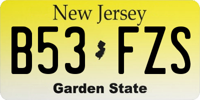 NJ license plate B53FZS