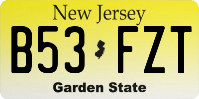 NJ license plate B53FZT