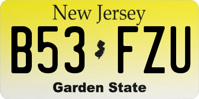 NJ license plate B53FZU