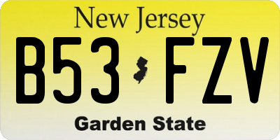 NJ license plate B53FZV