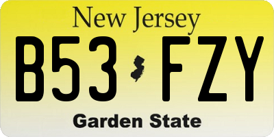 NJ license plate B53FZY