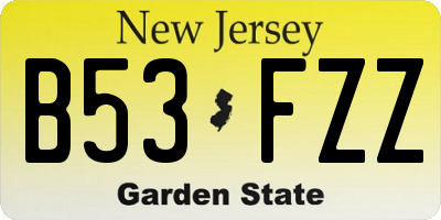 NJ license plate B53FZZ