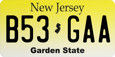 NJ license plate B53GAA