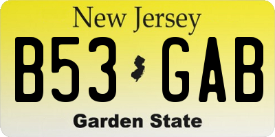 NJ license plate B53GAB