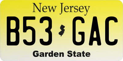 NJ license plate B53GAC