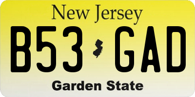 NJ license plate B53GAD