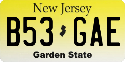 NJ license plate B53GAE