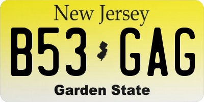 NJ license plate B53GAG