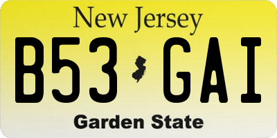 NJ license plate B53GAI