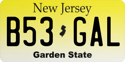 NJ license plate B53GAL