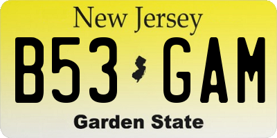 NJ license plate B53GAM