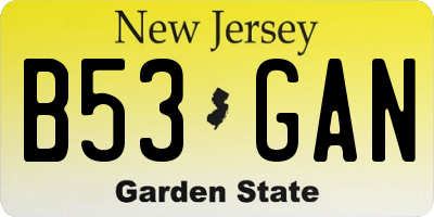 NJ license plate B53GAN