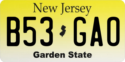 NJ license plate B53GAO