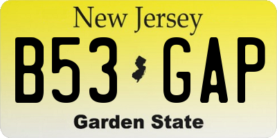 NJ license plate B53GAP