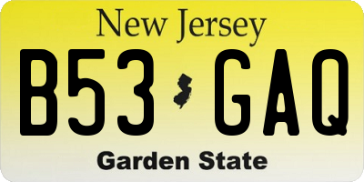 NJ license plate B53GAQ