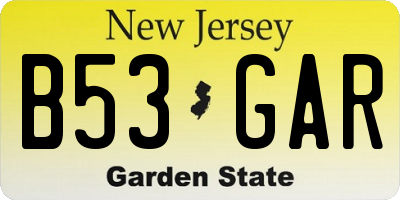 NJ license plate B53GAR