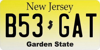 NJ license plate B53GAT