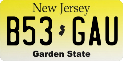 NJ license plate B53GAU
