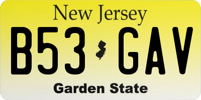 NJ license plate B53GAV