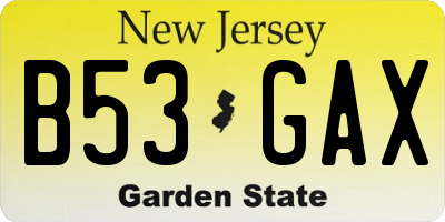NJ license plate B53GAX