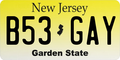 NJ license plate B53GAY