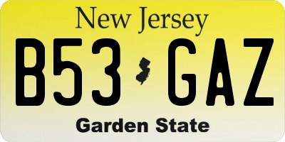 NJ license plate B53GAZ
