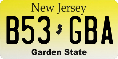 NJ license plate B53GBA