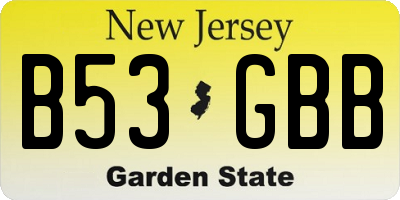 NJ license plate B53GBB