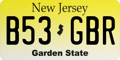 NJ license plate B53GBR