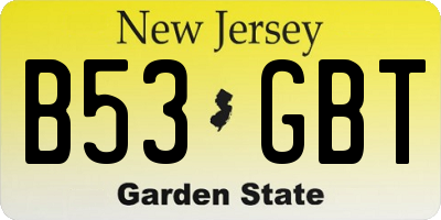 NJ license plate B53GBT