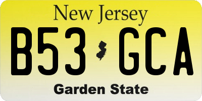 NJ license plate B53GCA