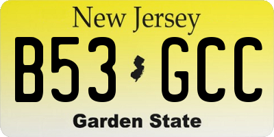 NJ license plate B53GCC