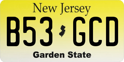 NJ license plate B53GCD