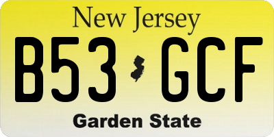 NJ license plate B53GCF