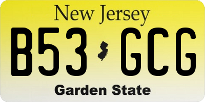 NJ license plate B53GCG
