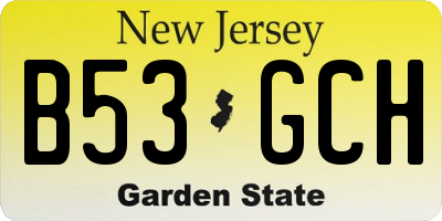 NJ license plate B53GCH