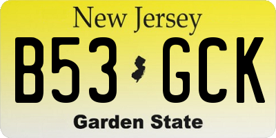 NJ license plate B53GCK