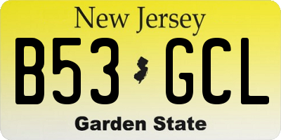 NJ license plate B53GCL
