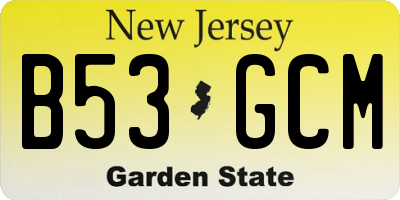 NJ license plate B53GCM