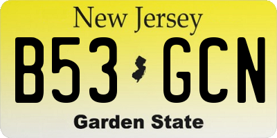 NJ license plate B53GCN