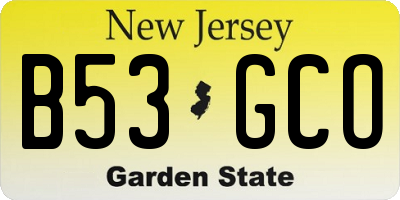 NJ license plate B53GCO
